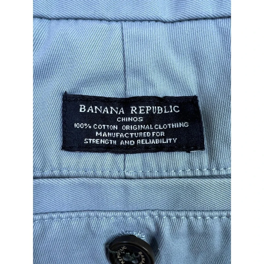 Banana Republic Mens 31x32 Soft Blue Aiden Chino Pants Flat Front‎ Cotton Slim